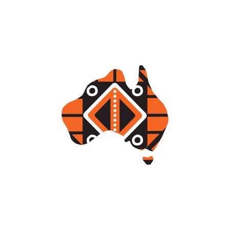 Aboriginal art dots painting with using Australian map outlineのイラスト素材