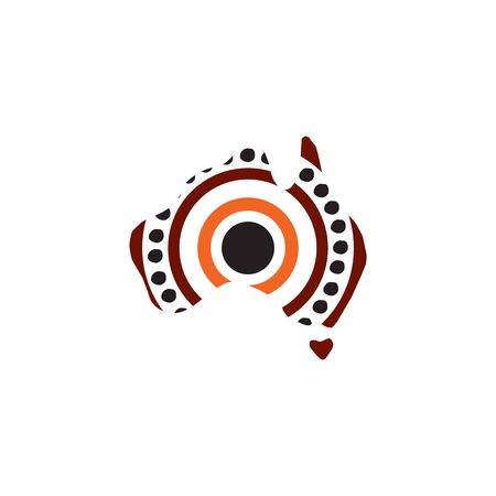 Aboriginal art dots painting with using Australian map outlineのイラスト素材