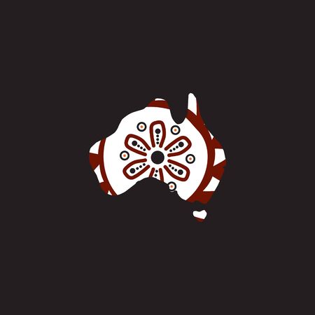 Aboriginal art dots painting with using Australian map outlineのイラスト素材