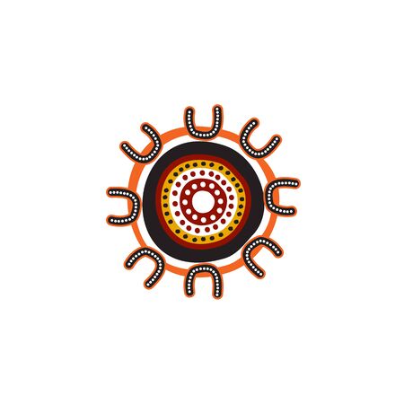 Aboriginal art dots painting design templateのイラスト素材