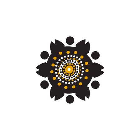 Aboriginal art dots painting  design templateのイラスト素材