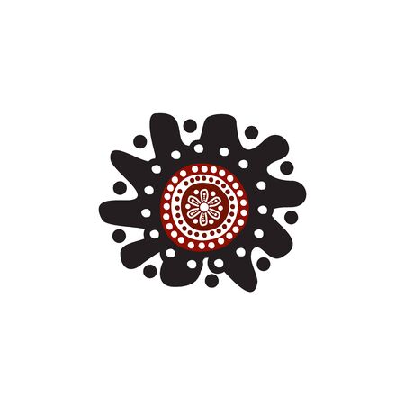 Aboriginal art dots painting design templateのイラスト素材