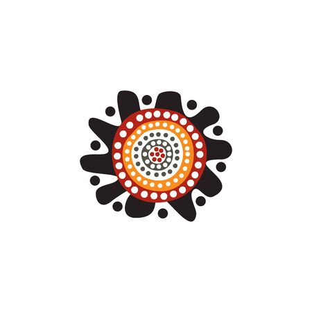 Aboriginal art dots painting design templateのイラスト素材