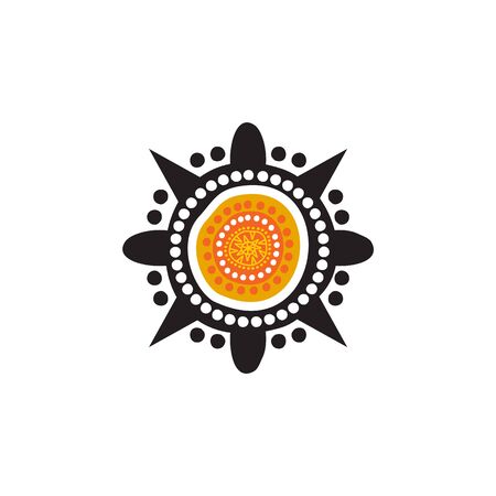 Aboriginal art dots painting design templateのイラスト素材