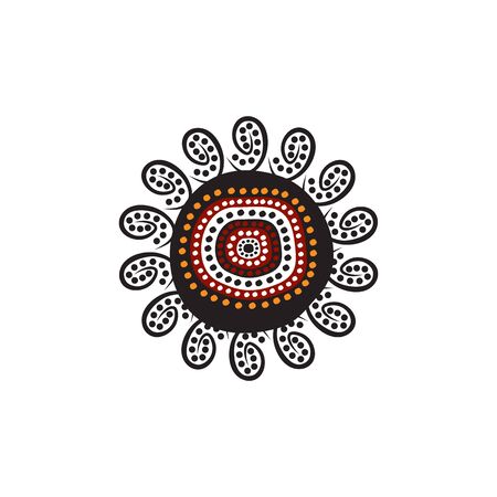 Aboriginal art dots painting design templateのイラスト素材