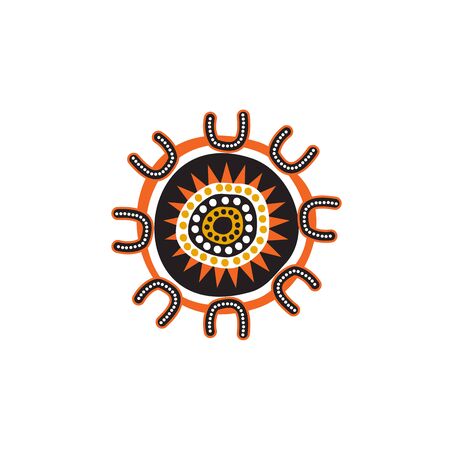 Aboriginal art dots painting design templateのイラスト素材