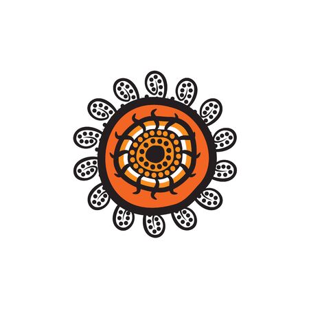 Aboriginal art dots painting design templateのイラスト素材