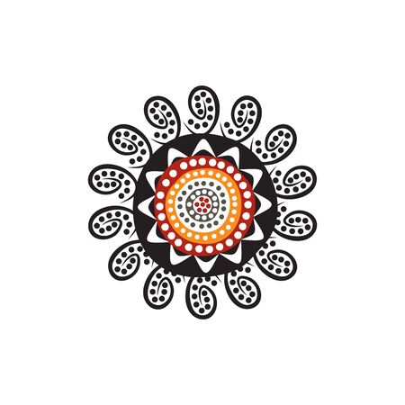 Aboriginal art dots painting design templateのイラスト素材