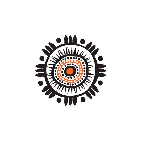 Aboriginal art dots painting design templateのイラスト素材