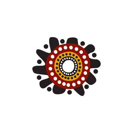 Aboriginal art dots painting design templateのイラスト素材