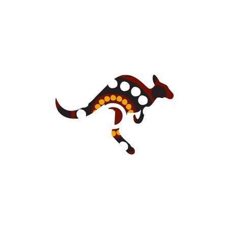 Kangaroo icon with aboriginal art design style vector templateのイラスト素材