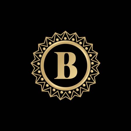 B luxury letter logo design vector illustration with isolated background templateのイラスト素材