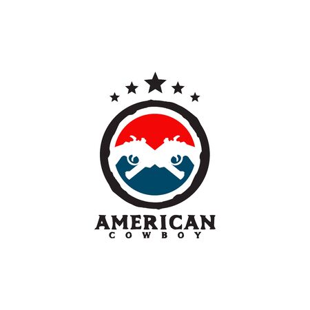 Cowboy logo design inspiration vector template with isolated backgroundのイラスト素材
