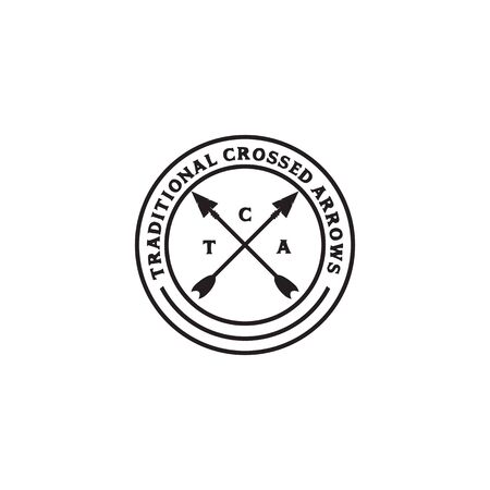 Hunter logo design with crossed arrow icon illustration templateのイラスト素材