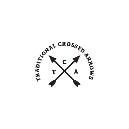 Hunter logo design with crossed arrow icon illustration templateのイラスト素材