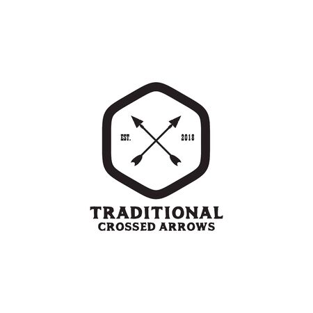 Hunter logo design with crossed arrow icon illustration templateのイラスト素材