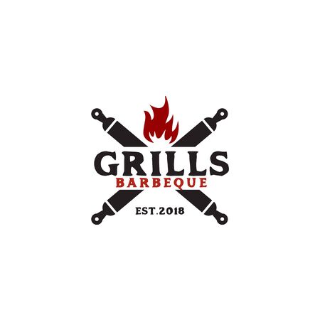 Grills barbeque restaurant logo design inspiration vector templateのイラスト素材