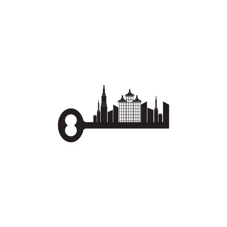 Apartment logo icon design incorporated with key icon illustration templateのイラスト素材