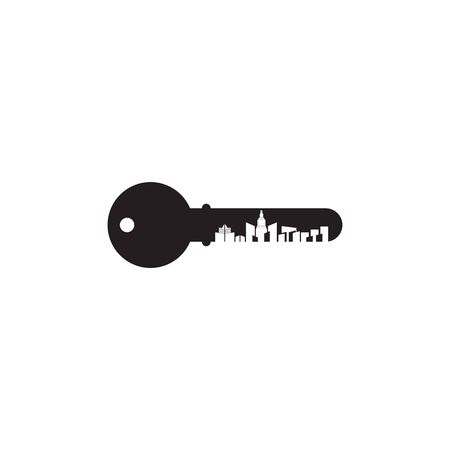 Apartment logo icon design incorporated with key icon illustration templateのイラスト素材