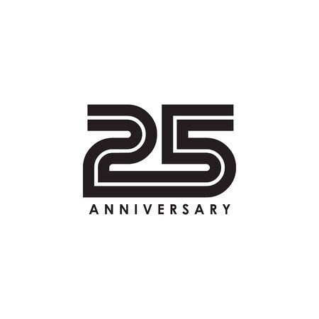 25th year anniversary emblem logo design vector illustration templateのイラスト素材
