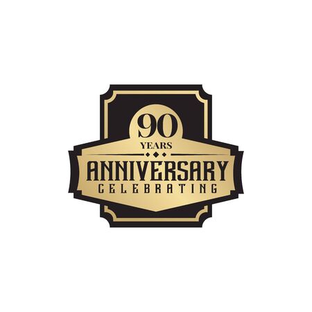 90th year celebrating anniversary emblem logo design  vector templateのイラスト素材