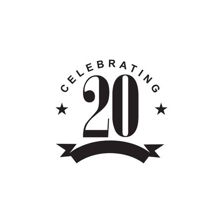 20th year anniversary emblem logo design vector templateのイラスト素材
