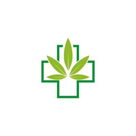 Cannabis hemp leaf logo icon design vector illustration templateのイラスト素材