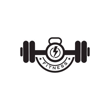 Fitness and gym logo design inspiration with using barbel icon vector templateのイラスト素材