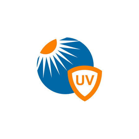 Ultra violet ray protection inspiration emblem logo design vector illustration templateのイラスト素材