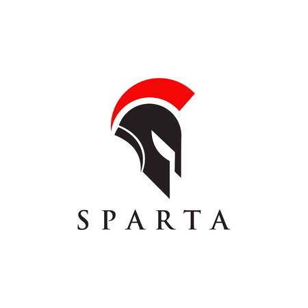 Spartan warrior helmet logo design vector illustration templateのイラスト素材