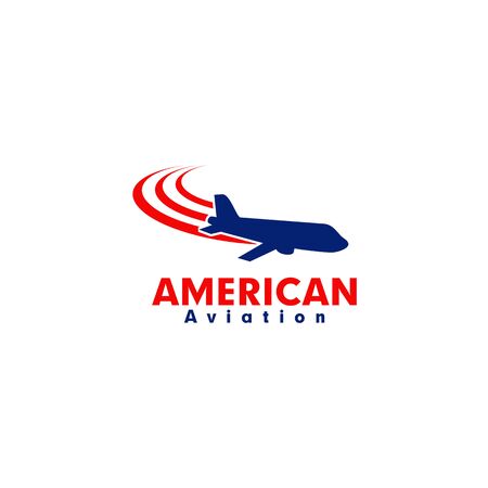 American aviation design inspiration with using plane and american color design templateのイラスト素材