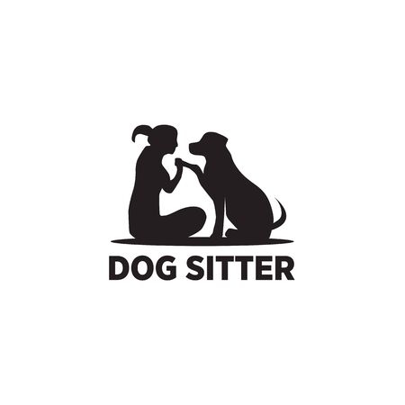 Dog sitter logo icon design vector illustration templateのイラスト素材