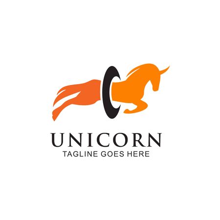 Unicorn mythological animal logo design vector template illustrationのイラスト素材