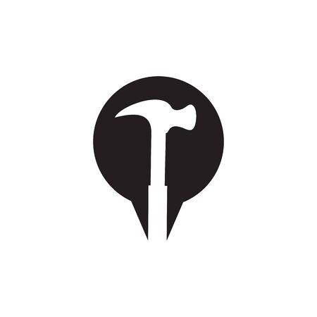 Hammer logo design vector template icon illustrationのイラスト素材