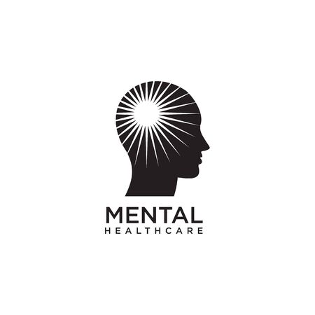 Mental clinic company logo design with using people head icon with brain template designのイラスト素材
