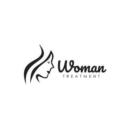Beauty care logo design with using woman face icon templateのイラスト素材