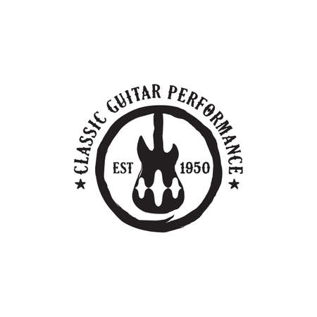 Classic guitar logo design vector templateのイラスト素材