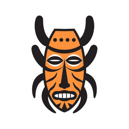 African traditional mask logo design vector templateのイラスト素材
