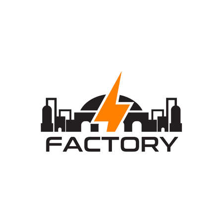 Factory building with flash icon vector templateのイラスト素材