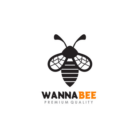 Single black bee logo icon design vector templateのイラスト素材