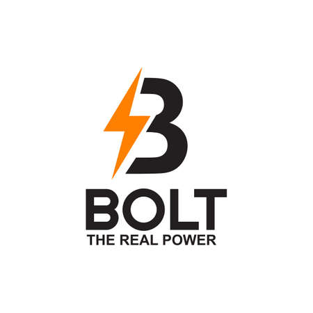 B letter initial logo incorporated with lightening bolt design vector templateのイラスト素材