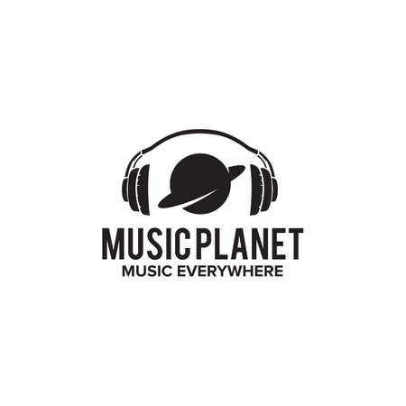 Music planet logo design vector templateのイラスト素材