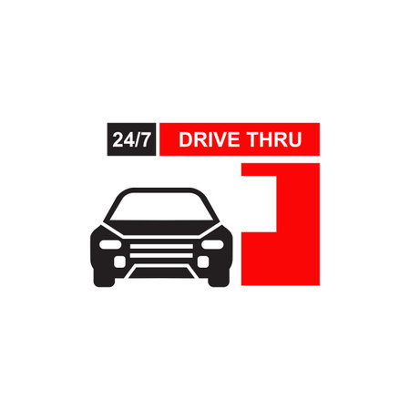 Drive thru text logo design vector templateのイラスト素材