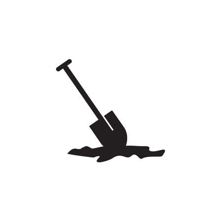 Black shilouette shovel vector logo designのイラスト素材