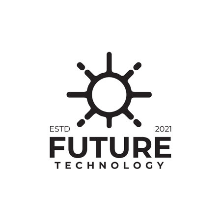Simple black rounded liquid line art sun logo design vector templateのイラスト素材