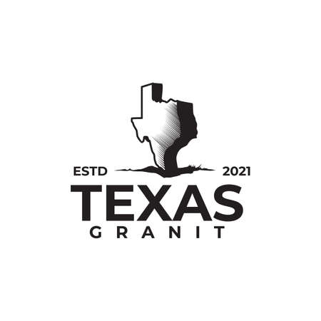 black map texas granite company vector logo designのイラスト素材