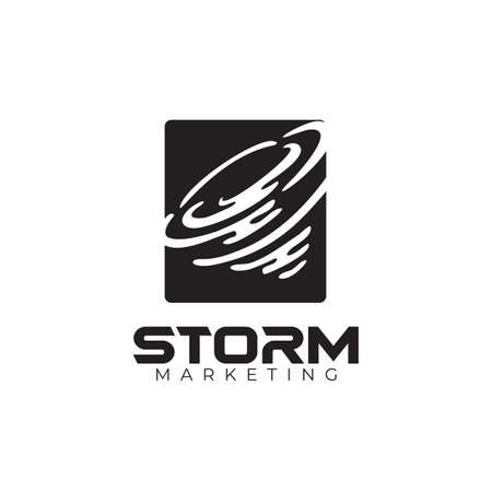 White dynamic storm black square vector logo designのイラスト素材