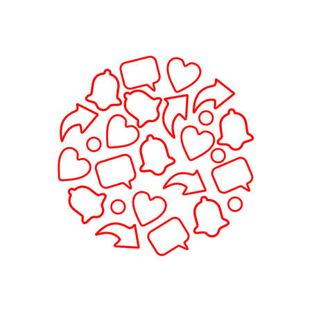 Subscribe, like, share and comment button vector design for social mediaのイラスト素材
