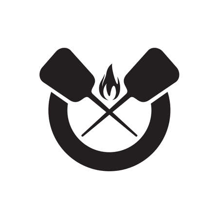 Black crossed pizza peel vector designのイラスト素材