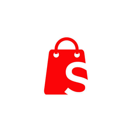 Shopping bag logo incorporated with S letter design templateのイラスト素材